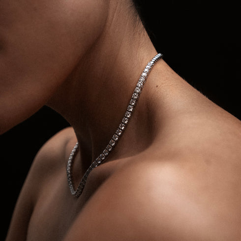 15.00ct Lab Diamond Tennis Necklace 3/4 Set in 9K White Gold G/VS